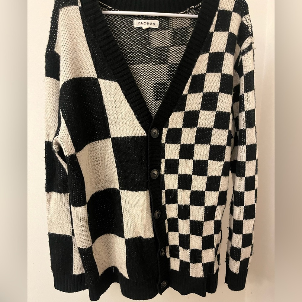 PacSun Black & White Checker Cardigan